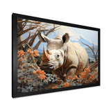 Majestic Rhino Pastoral - Rhinoceros Framed Canvas Art
