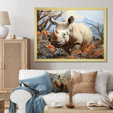 Majestic Rhino Pastoral - Rhinoceros Framed Canvas Art