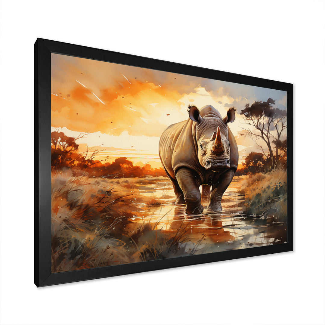 Rhinoceros A Vast Sunset - Rhinoceros Large Canvas Wall Art