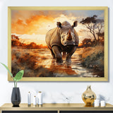 Rhinoceros A Vast Sunset - Rhinoceros Large Canvas Wall Art