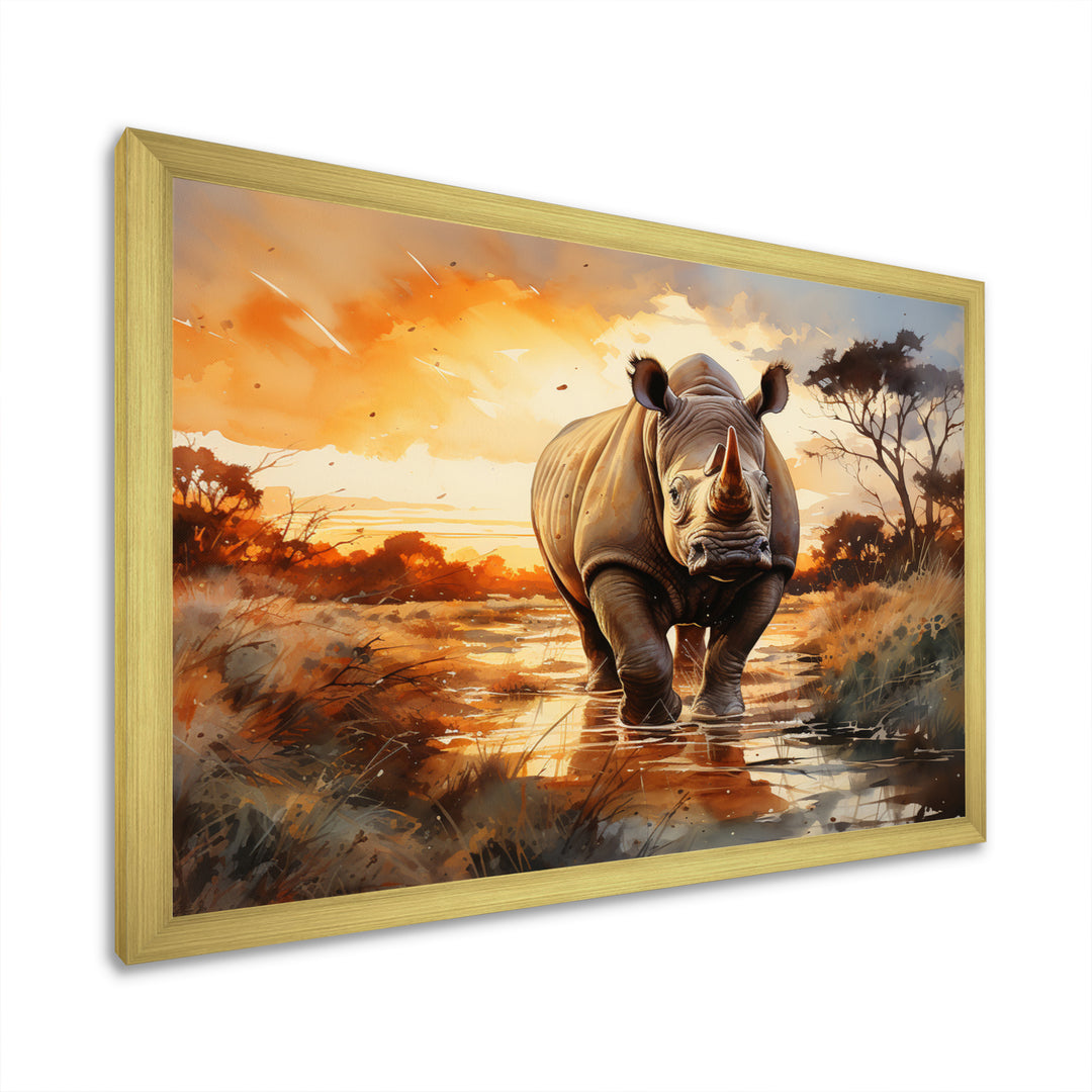 Rhinoceros A Vast Sunset - Rhinoceros Large Canvas Wall Art