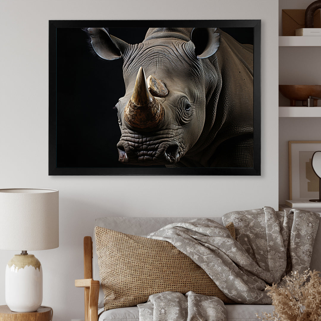 Grey Rhinoceros Portrait - Rhinoceros Home Decor Art