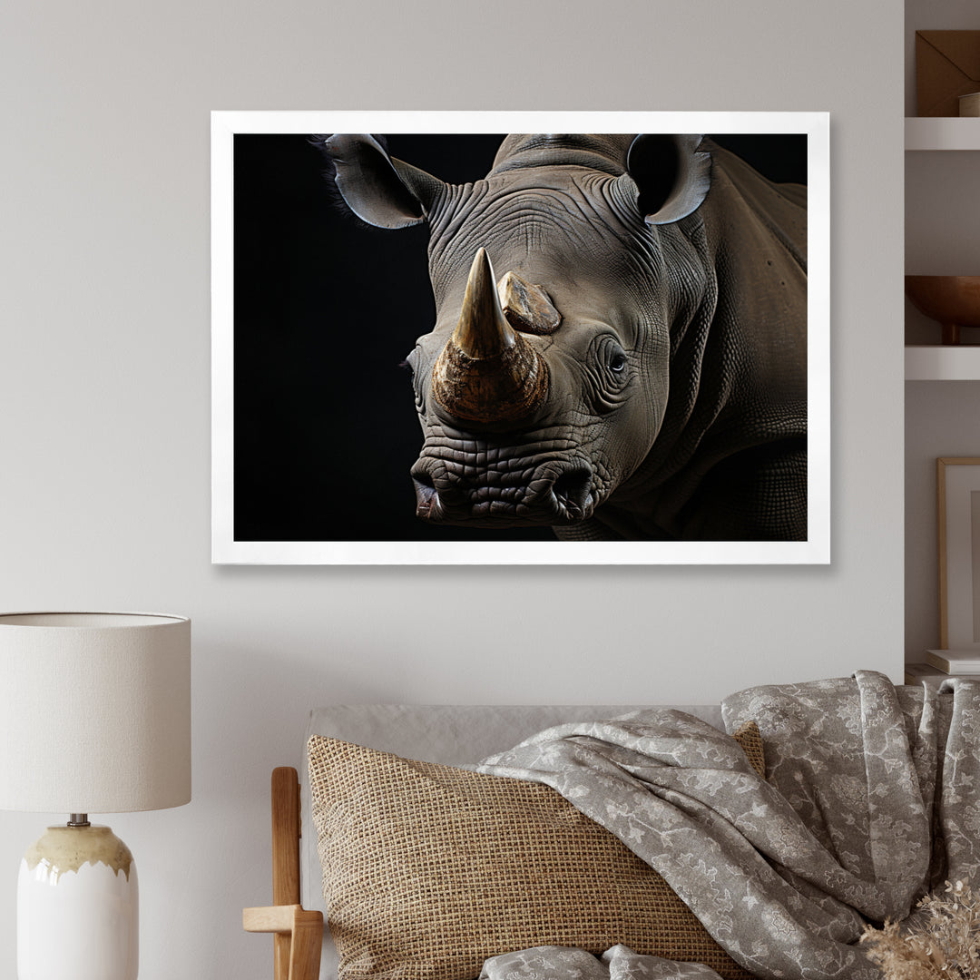 Grey Rhinoceros Portrait - Rhinoceros Home Decor Art