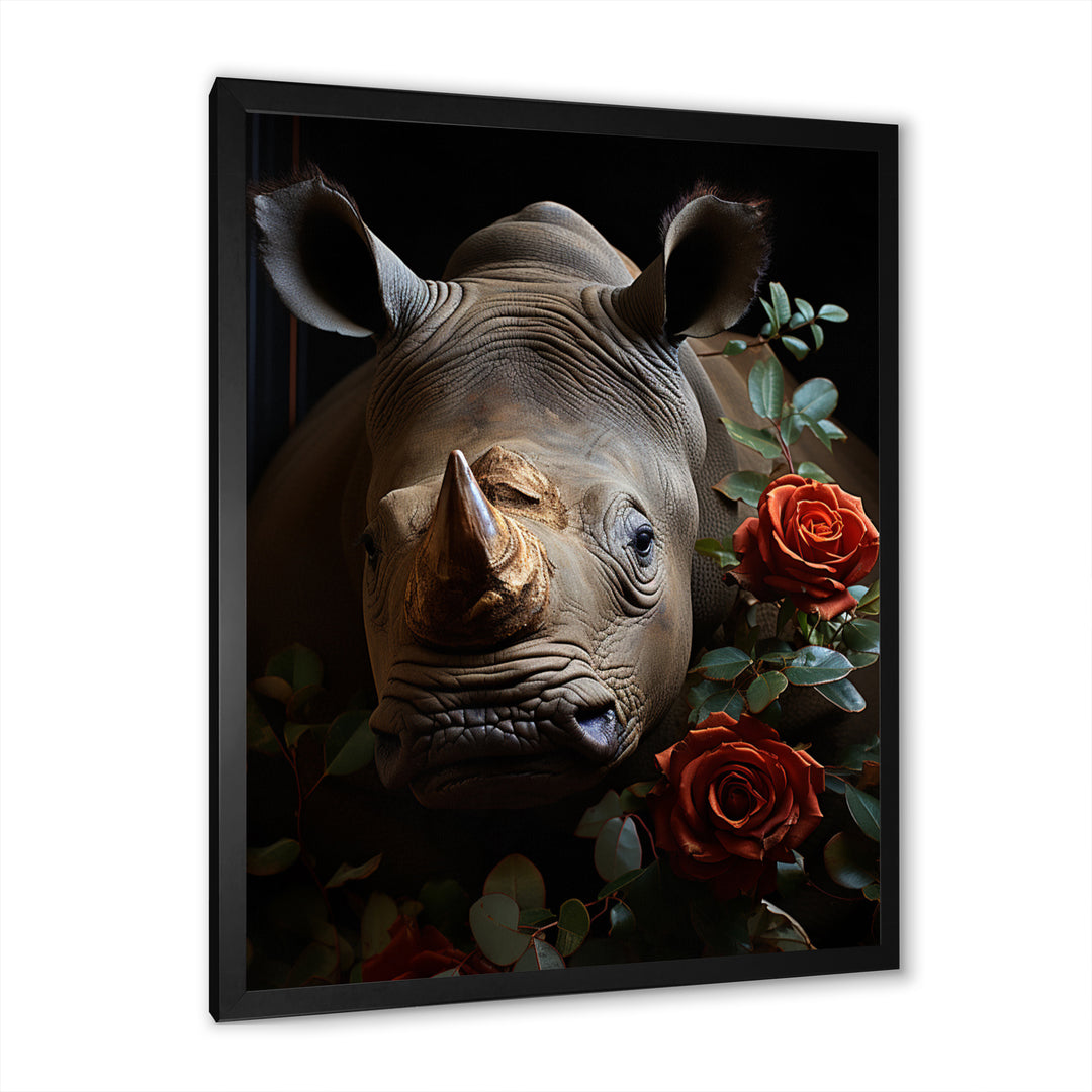 Rhinoceros Vibrant Portrait - Rhinoceros Living Room Wall Art