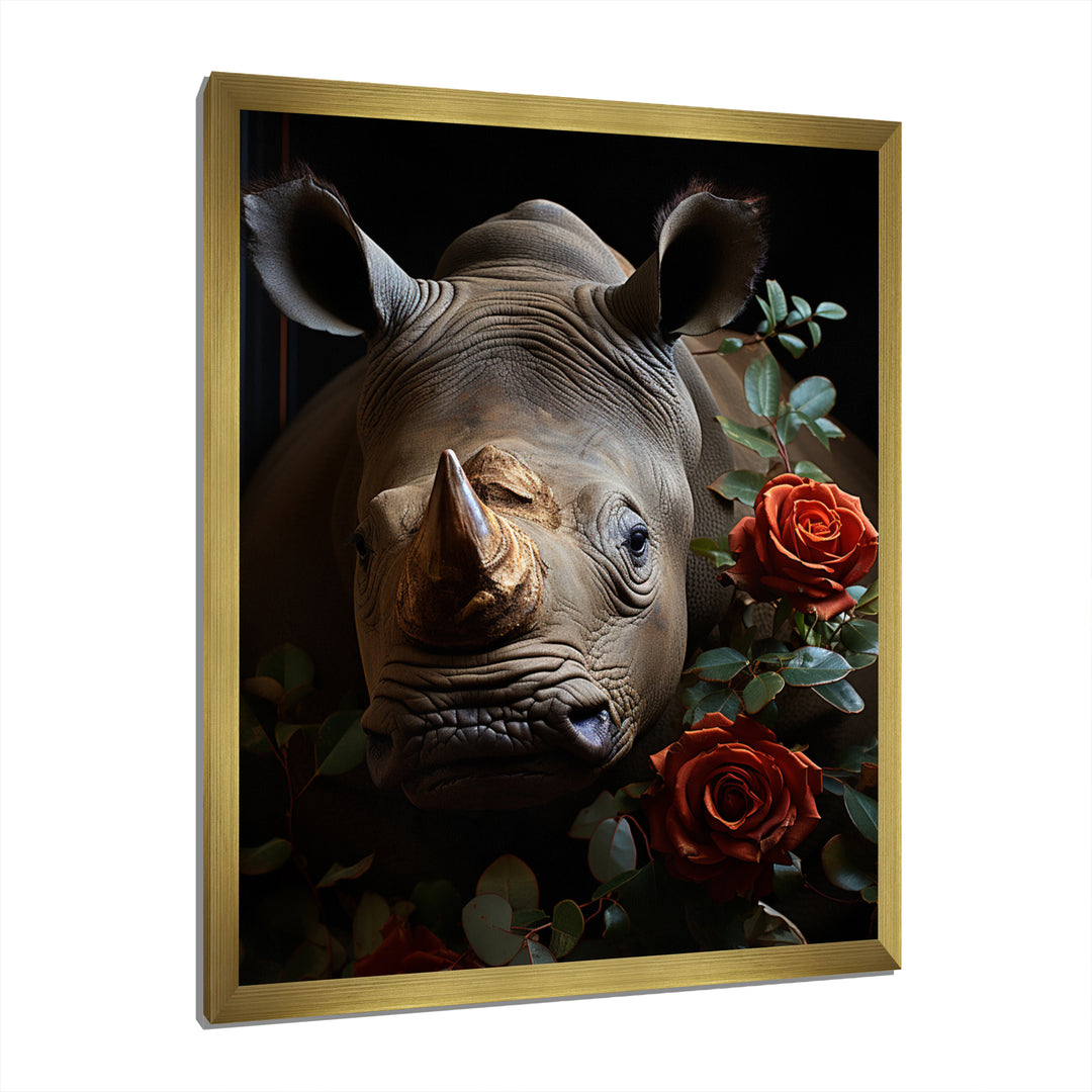 Rhinoceros Vibrant Portrait - Rhinoceros Living Room Wall Art