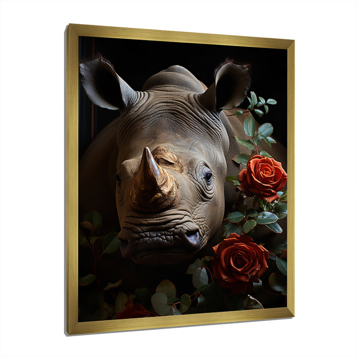 Rhinoceros Vibrant Portrait - Rhinoceros Living Room Wall Art