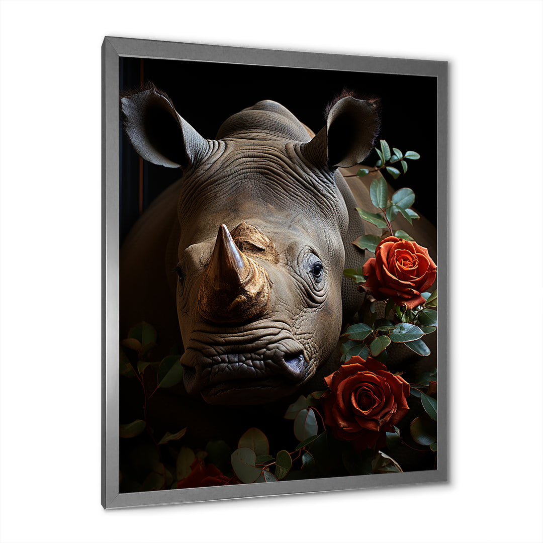 Rhinoceros Vibrant Portrait - Rhinoceros Living Room Wall Art