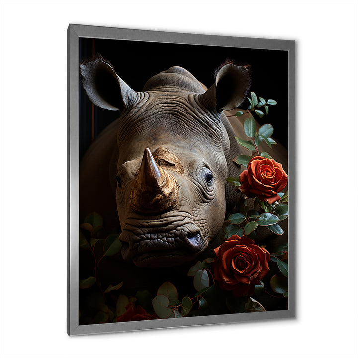 Rhinoceros Vibrant Portrait - Rhinoceros Living Room Wall Art