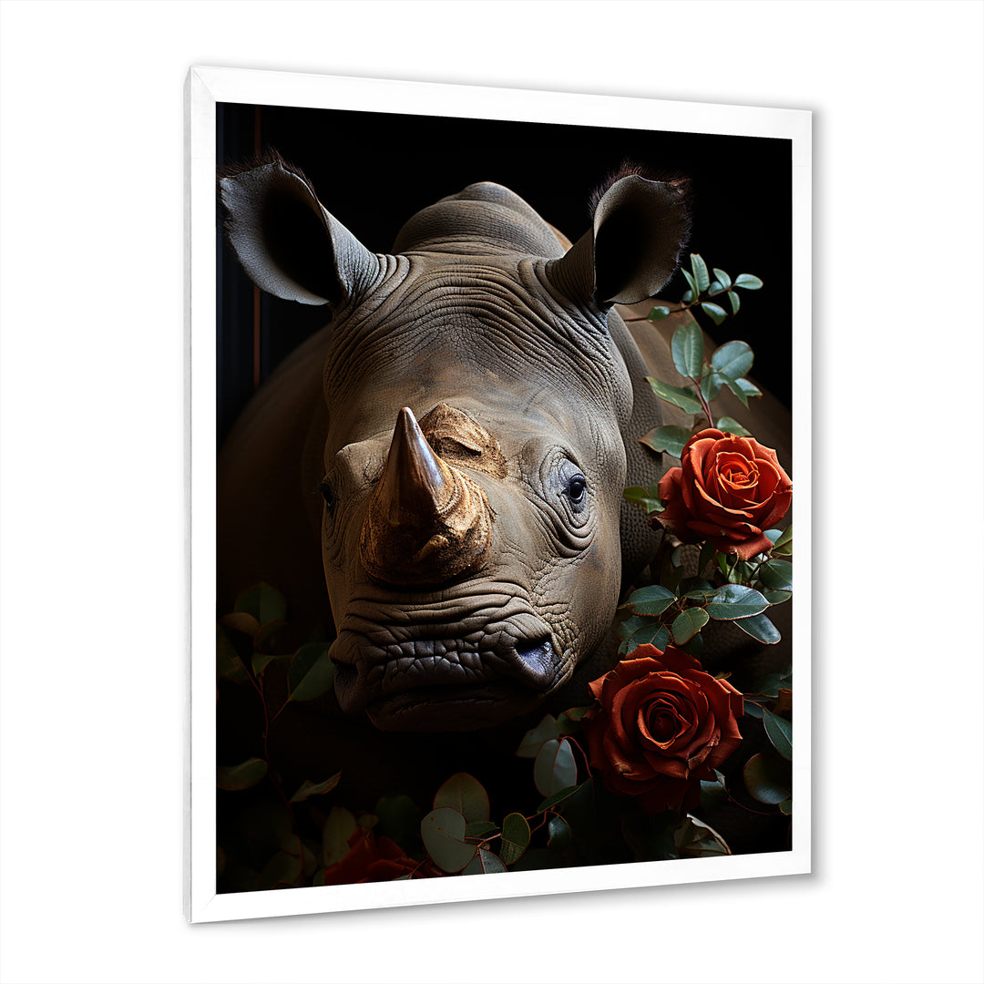 Rhinoceros Vibrant Portrait - Rhinoceros Living Room Wall Art