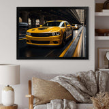 Yellow Car On Highway Symphony - Landscapes Canvas Wall Art