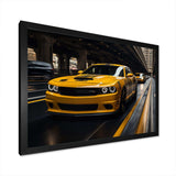 Yellow Car On Highway Symphony - Landscapes Canvas Wall Art