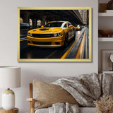 Yellow Car On Highway Symphony - Landscapes Canvas Wall Art