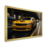 Yellow Car On Highway Symphony - Landscapes Canvas Wall Art