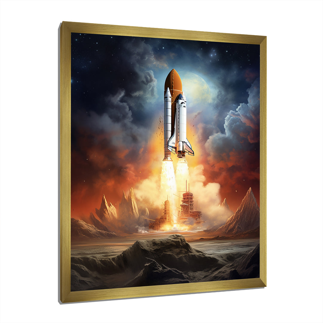 Rocketship Celestial Dreams - Rocketship Canvas Wall Art