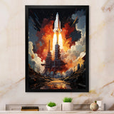 Rocketship Cosmic Ascent I - Rocketship Canvas Wall Art