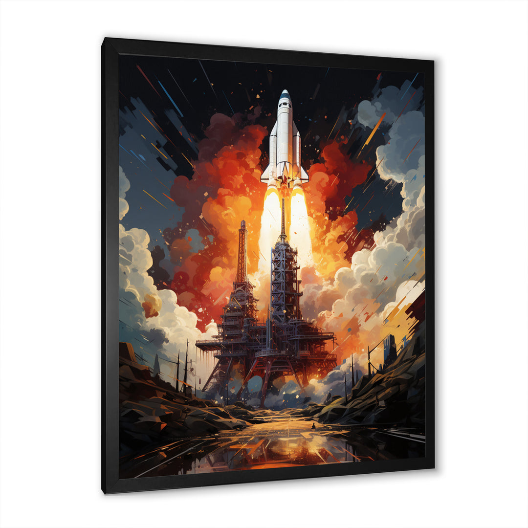 Rocketship Cosmic Ascent I - Rocketship Canvas Wall Art