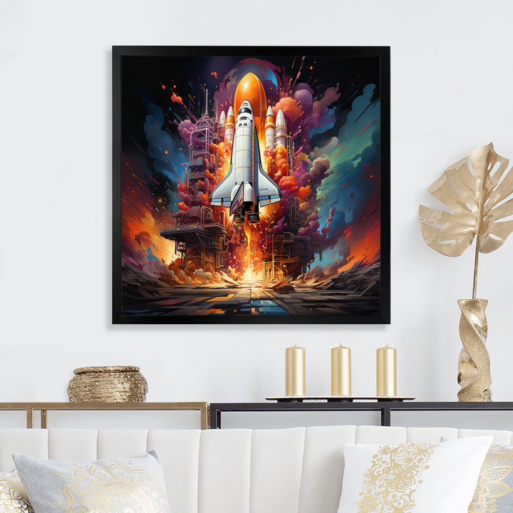 Rocketship Cosmic Fusion I - Rocketship Canvas Wall Art