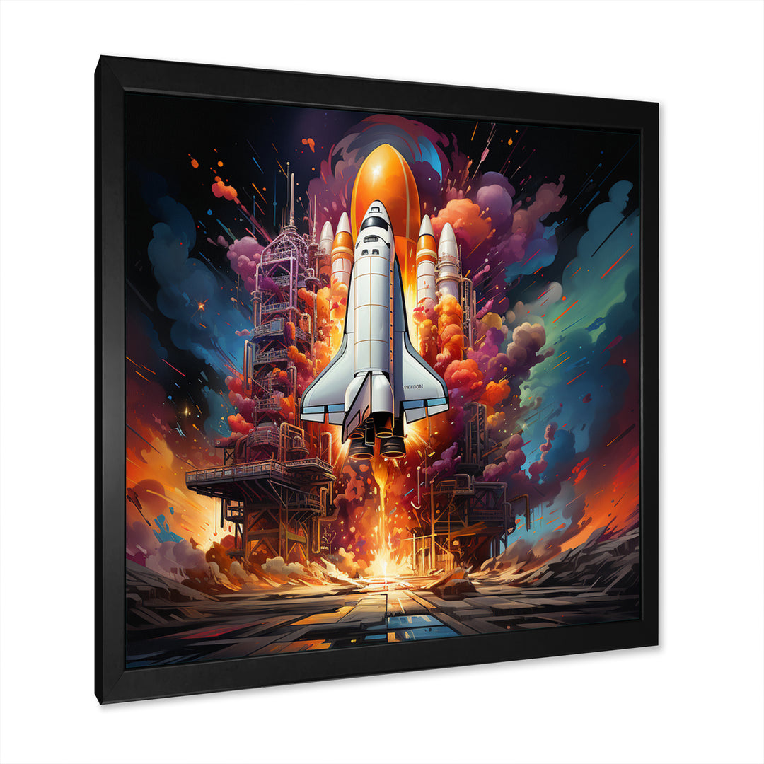 Rocketship Cosmic Fusion I - Rocketship Canvas Wall Art