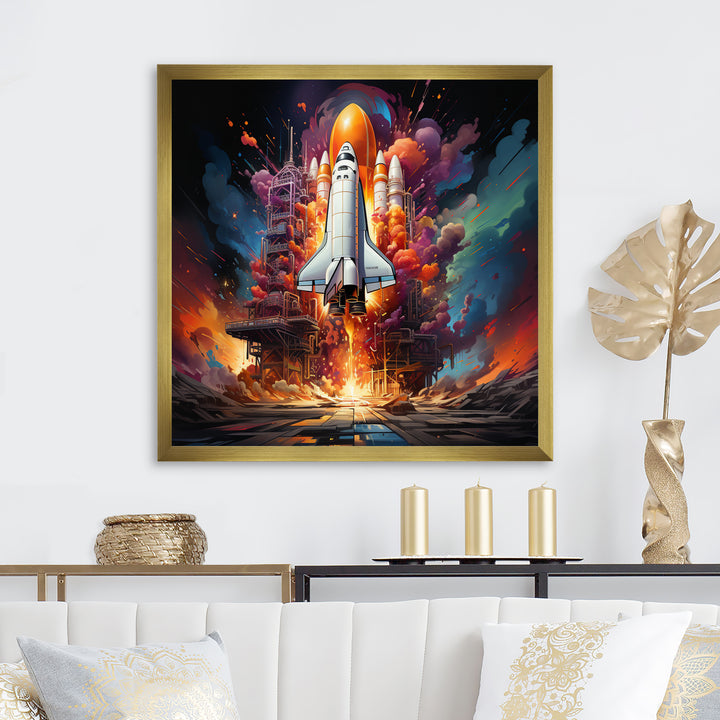 Rocketship Cosmic Fusion I - Rocketship Canvas Wall Art