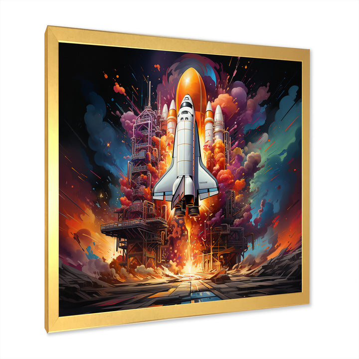 Rocketship Cosmic Fusion I - Rocketship Canvas Wall Art