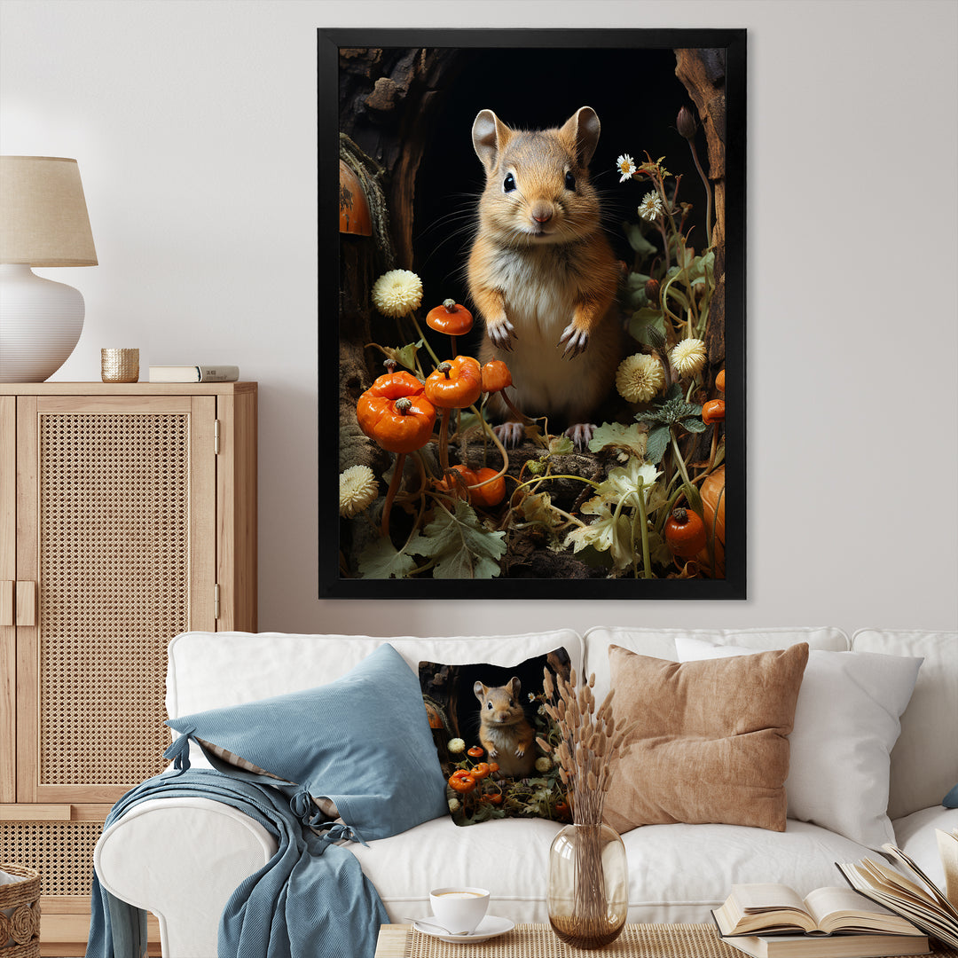Cute Rodent In Flowers - Rodent Wall Decor
