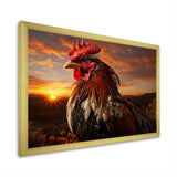 Rooster Portrait At Dawns Landscape - Multi-Color Rooster Wall Art