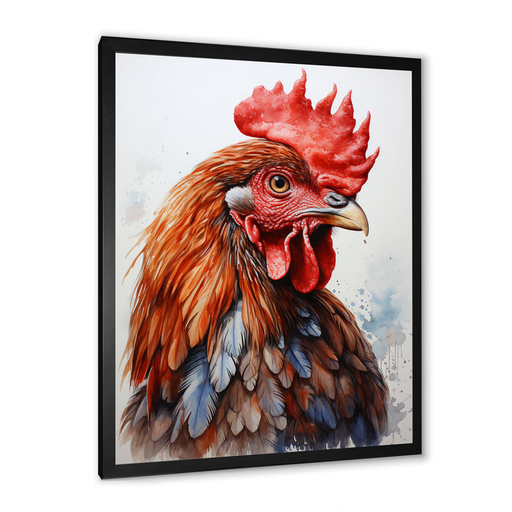 Abstract Rooster Portrait - Rooster Framed Canvas Art
