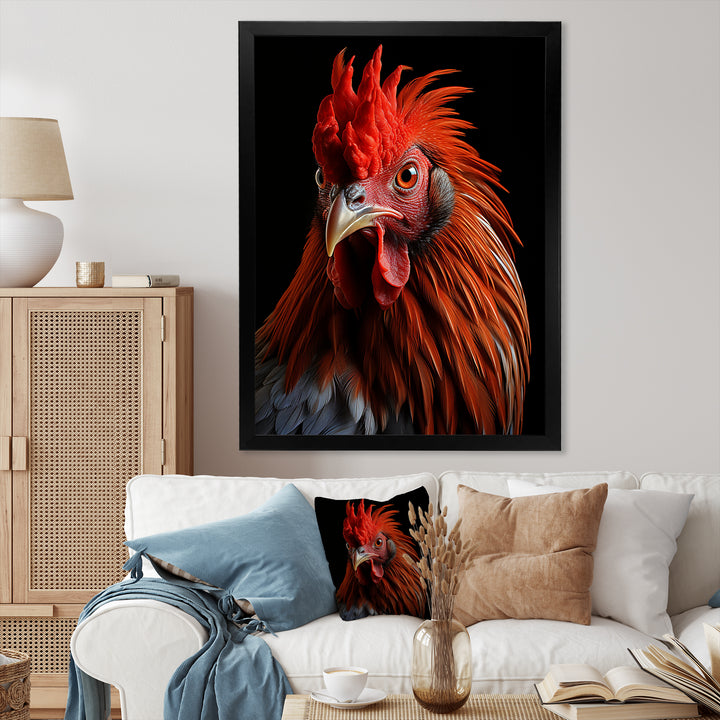 Brown Rooster Closeup Portrait - Rooster Home Decor Art