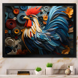 Rooster Portrait With Geometric Background - Rooster Living Room Wall Art