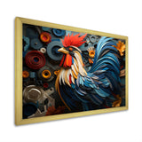 Rooster Portrait With Geometric Background - Rooster Living Room Wall Art