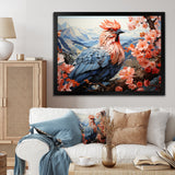 Rooster Sitting At Pink Flower Tree Branch - Rooster Bedroom Wall Art
