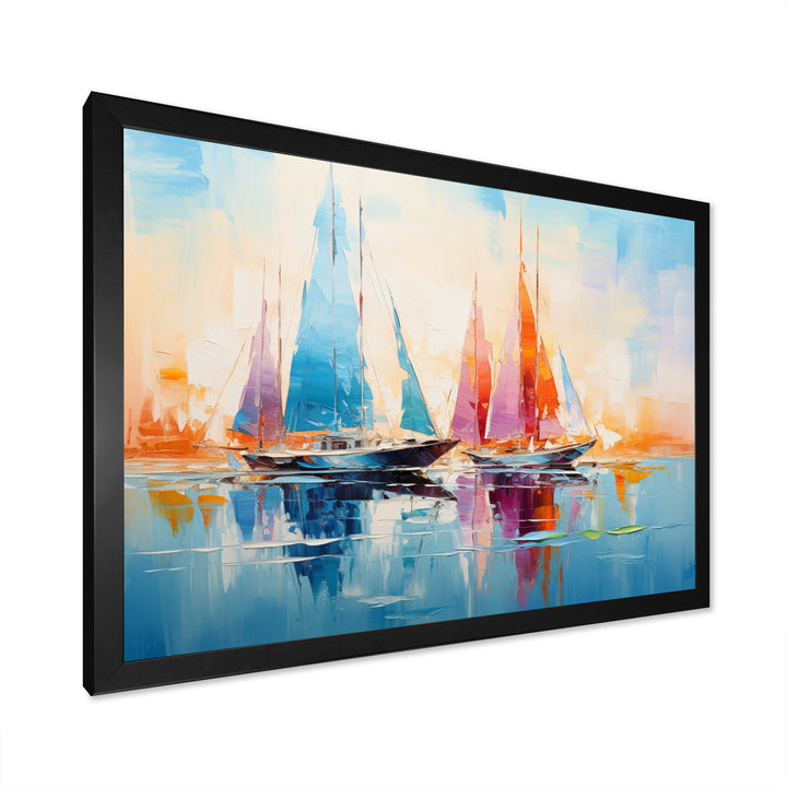 Sailboat Abstract Coastal Symphony I - Boat Sailing Canvas Wall Art