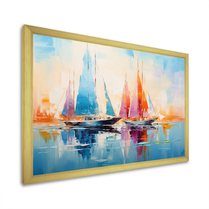 Sailboat Abstract Coastal Symphony I - Boat Sailing Canvas Wall Art