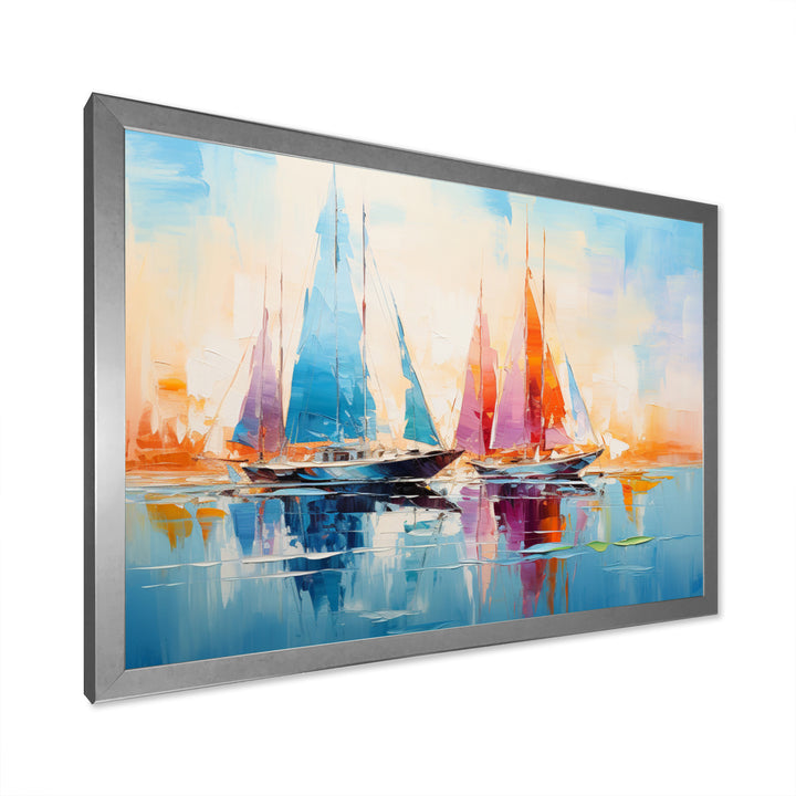 Sailboat Abstract Coastal Symphony I - Boat Sailing Canvas Wall Art