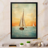 Sailboat Abstract Coastline - Boat Sailing Canvas Wall Art