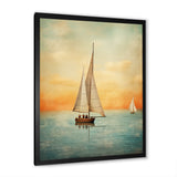 Sailboat Abstract Coastline - Boat Sailing Canvas Wall Art
