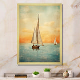 Sailboat Abstract Coastline - Boat Sailing Canvas Wall Art