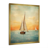 Sailboat Abstract Coastline - Boat Sailing Canvas Wall Art