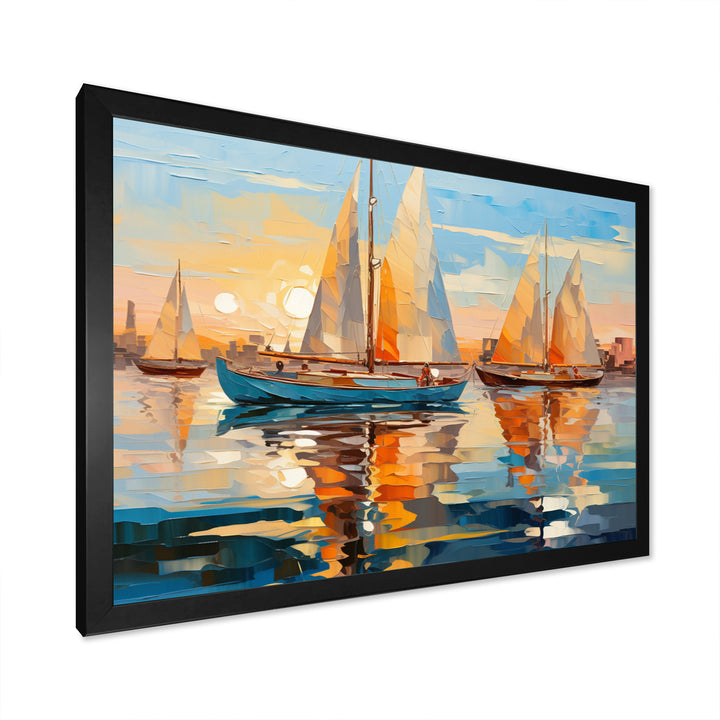Sailboat Abstract Flotilla I - Boat Sailing Canvas Wall Art