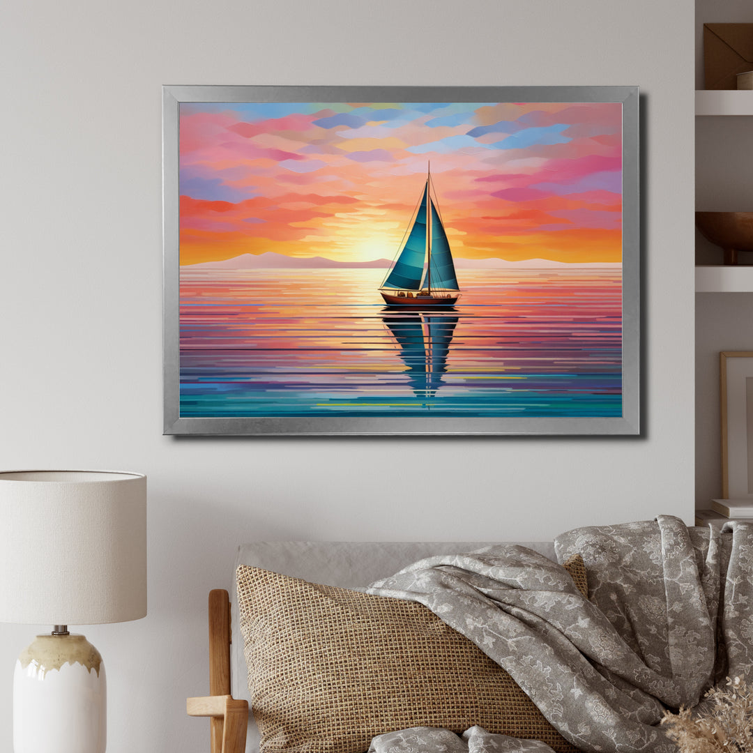 Sailboat Abstract Horizon I - Boat Sailing Canvas Wall Art