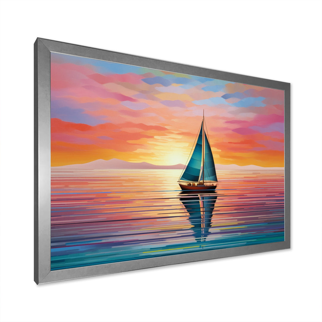 Sailboat Abstract Horizon I - Boat Sailing Canvas Wall Art