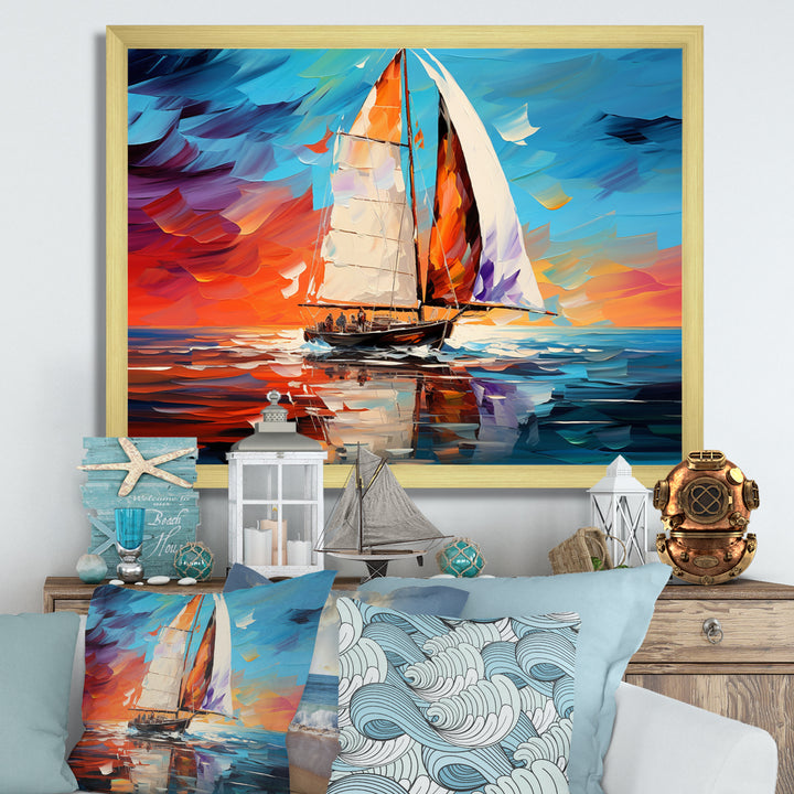 Sailboat Abstract Maritime I - Boat Sailing Canvas Wall Art