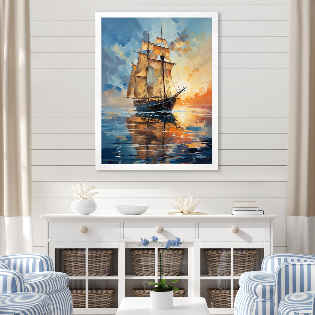 Sailboat Abstract Maritime Symphony I - Boat Sailing Canvas Wall Art