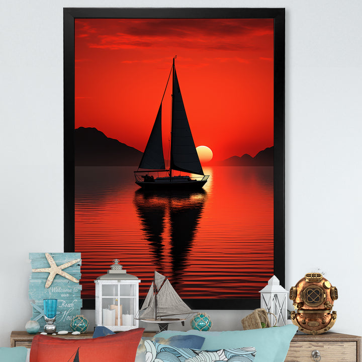 Sailboat Boat Silhouette - Boat Sailing Canvas Wall Art