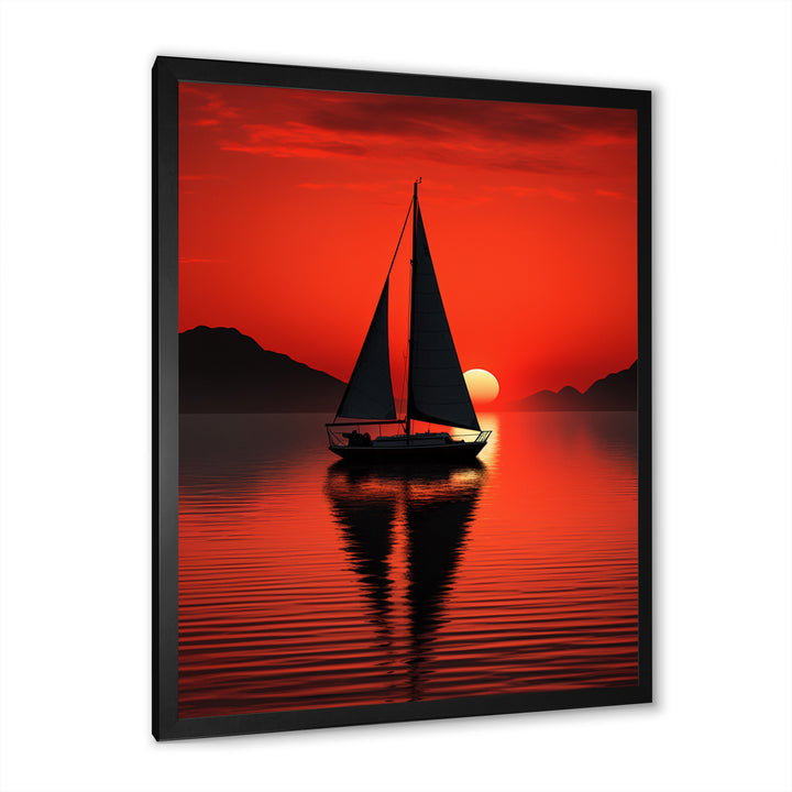 Sailboat Boat Silhouette - Boat Sailing Canvas Wall Art