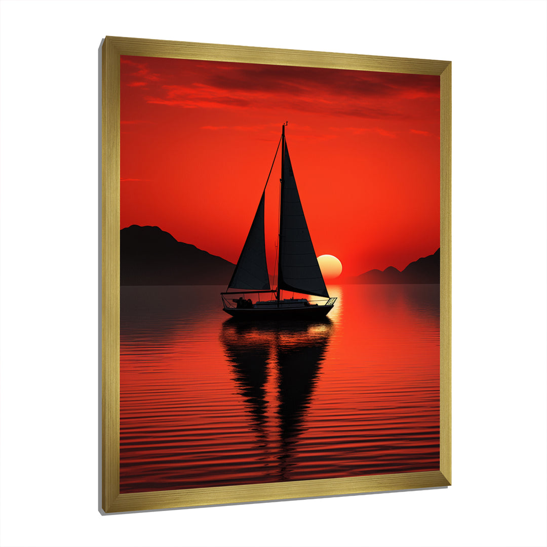 Sailboat Boat Silhouette - Boat Sailing Canvas Wall Art