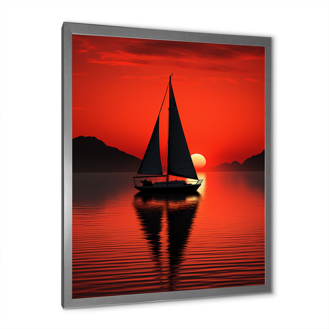 Sailboat Boat Silhouette - Boat Sailing Canvas Wall Art