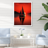 Sailboat Boat Silhouette - Boat Sailing Canvas Wall Art