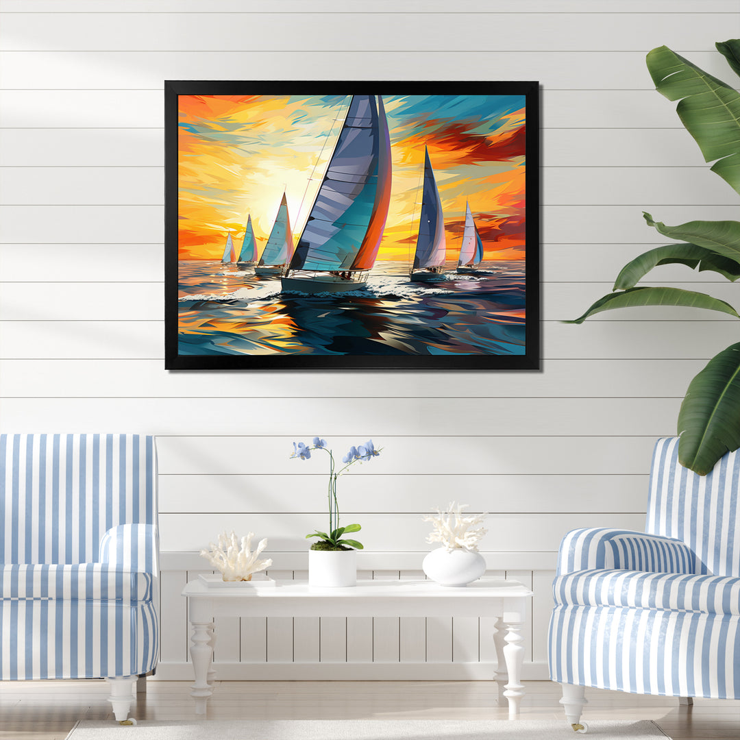 Sailboat Bold Regatta - Boat Sailing Canvas Wall Art