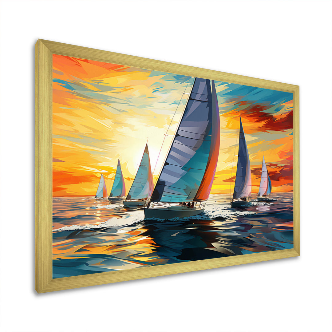 Sailboat Bold Regatta - Boat Sailing Canvas Wall Art